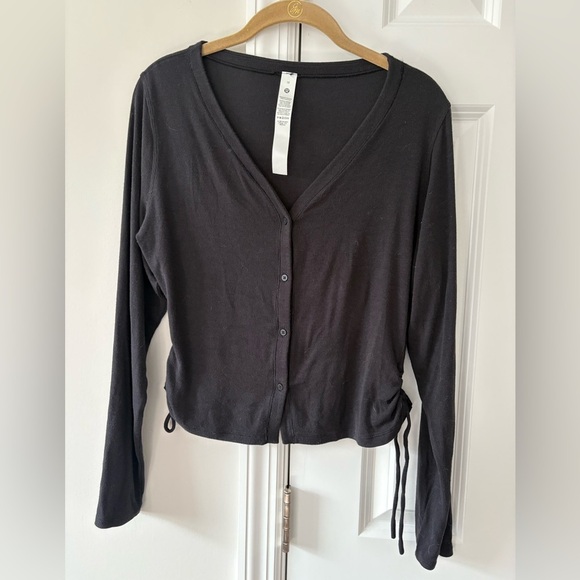 Lululemon “Side-Cinch Ribbed Cardigan” Black size 10 - Picture 4 of 9